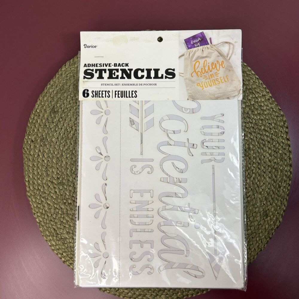 Darice Inspirational Mantras Adhesive Back Stencils 6 Large Sheets 11x17” NEW